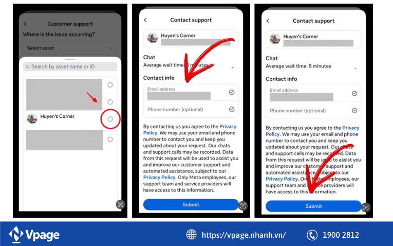 Bước 4: Chat support Facebook trực tiếp với đội ngũ Meta